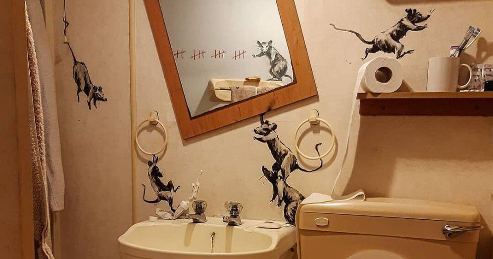 當藝術家在家工作會變成點？Banksy 在家畫了9隻老鼠！